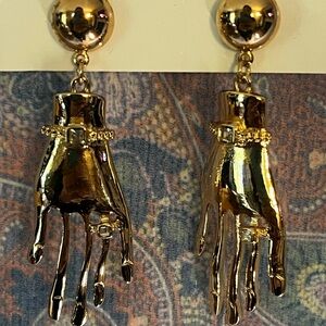 Unique Gold tone H&M Hand dangly Stud Earrings